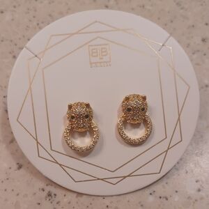 Gold Panther Stud Earrings